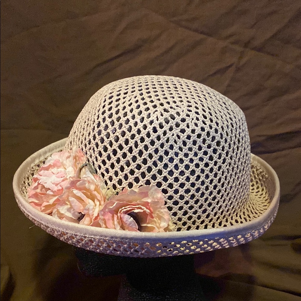 Chic Woven Hat with Floral Accent